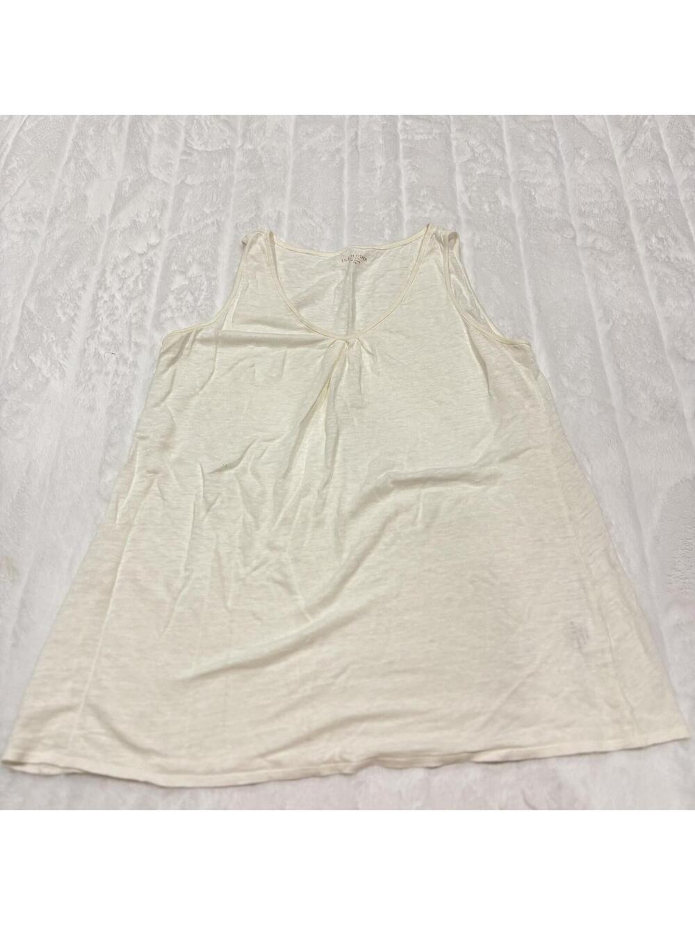 Eileen Fisher Linen Women's Sleeveless Top Size Petite Medium Cream Lightweight
